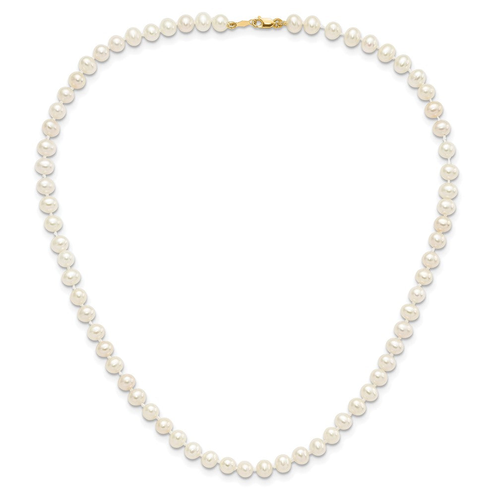 14k 4-5mm White Freshwater Cultured Pearl 14 inch Necklace, 5 inch Bracelet and Post Earrings Set