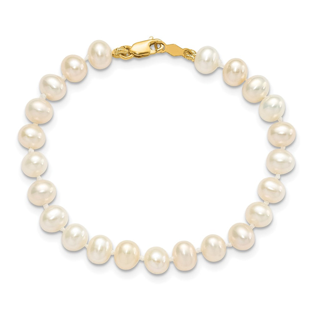 14k 4-5mm White Freshwater Cultured Pearl 14 inch Necklace, 5 inch Bracelet and Post Earrings Set