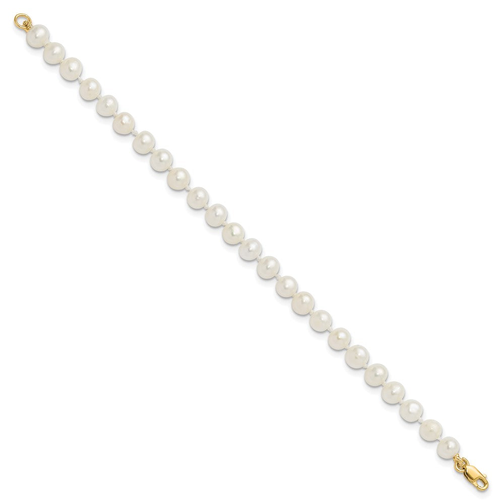 14k 4-5mm White Freshwater Cultured Pearl Pendant, 5 inch Bracelet and Post Earrings Set