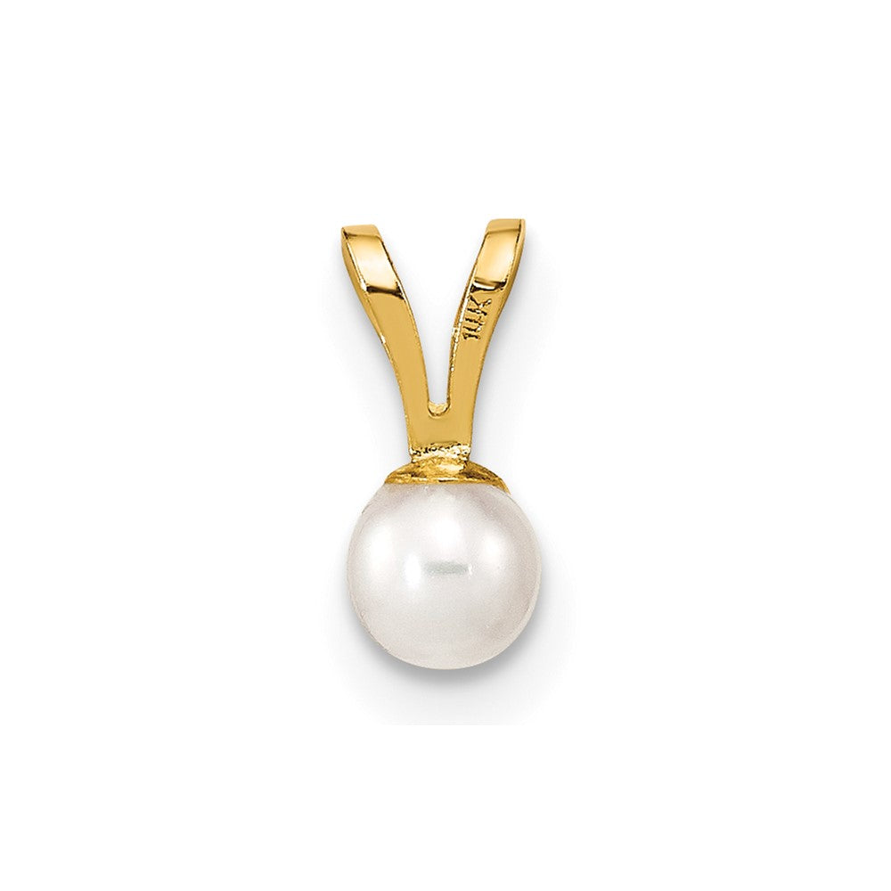 14k 3-4mm White Round Freshwater Cultured Pearl Pendant