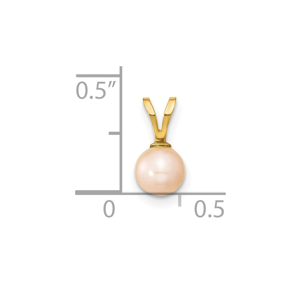14k 5-6mm Round Pink Freshwater Cultured Pearl Pendant