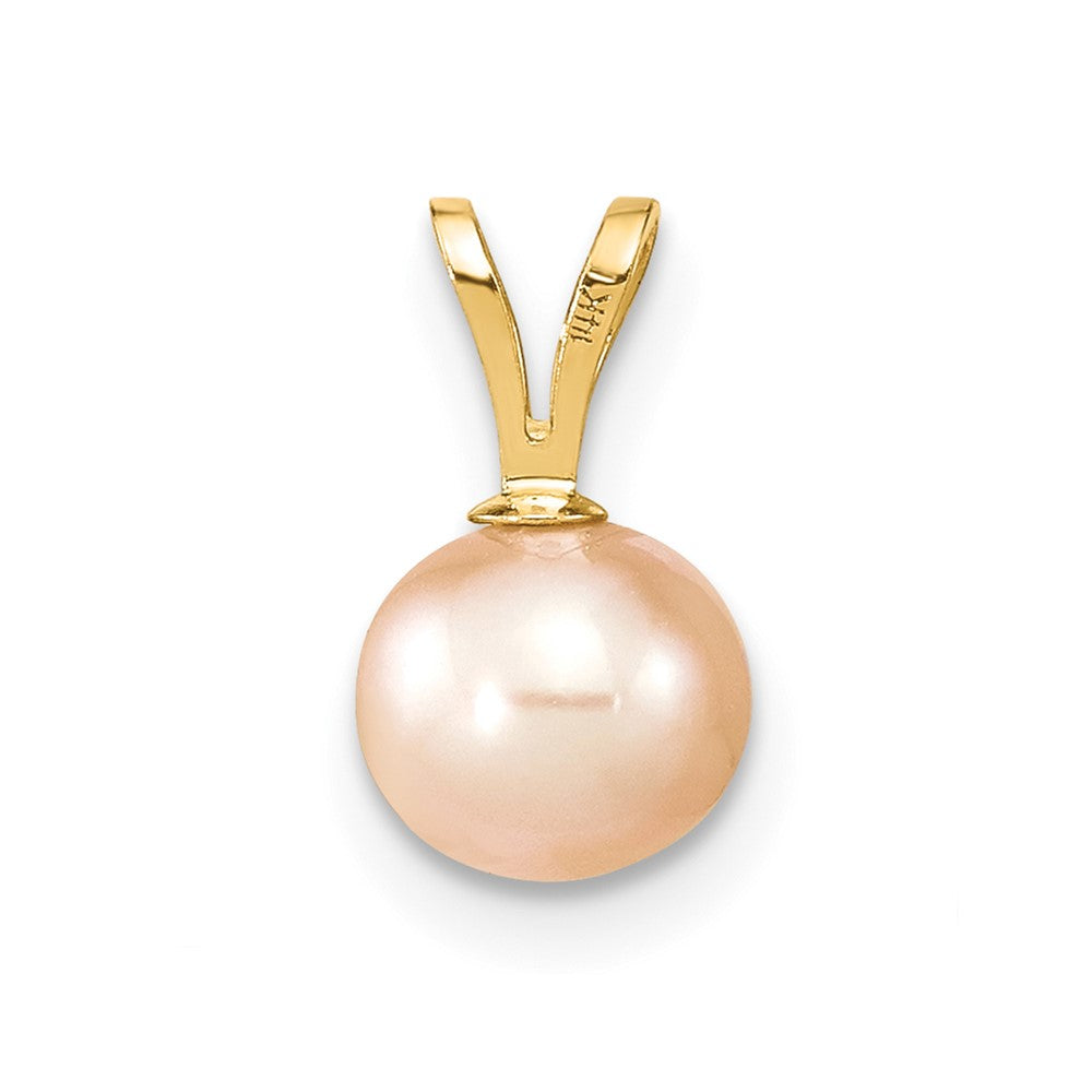 14k 6-7mm Round Pink Freshwater Cultured Pearl Pendant