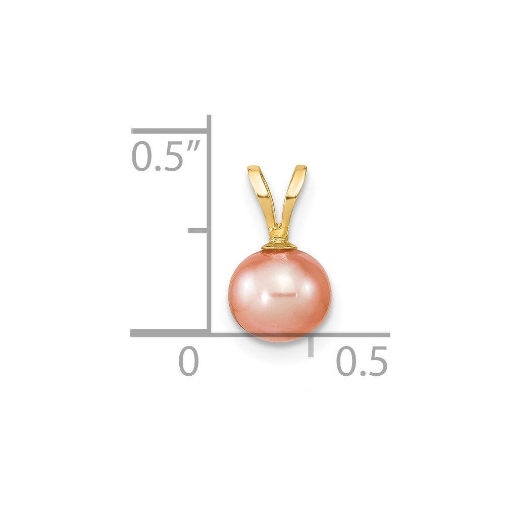 14k 6-7mm Round Pink Freshwater Cultured Pearl Pendant