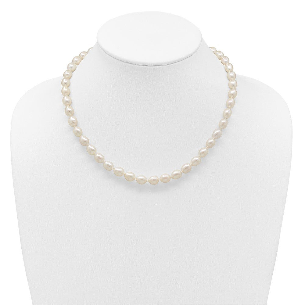 14k 7-8mm White Rice Freshwater Cultured Pearl 16 inch Necklace