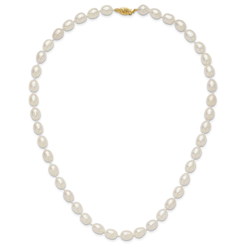 14k 7-8mm White Rice Freshwater Cultured Pearl 16 inch Necklace