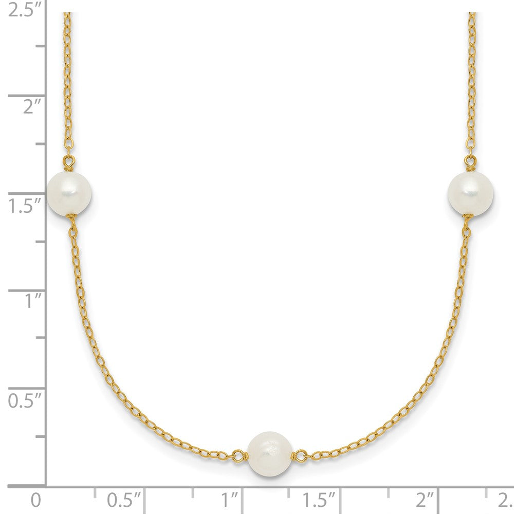 14k 5-6mm White Near-Round Freshwater Cultured Pearl 7-Station 18 inch Necklace