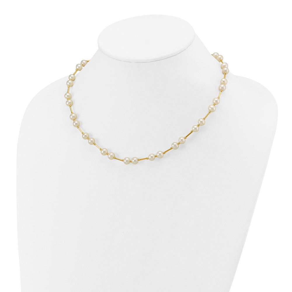14k 6-7mm White Near-Round Freshwater Cultured Pearl Beaded 18 inch Necklace