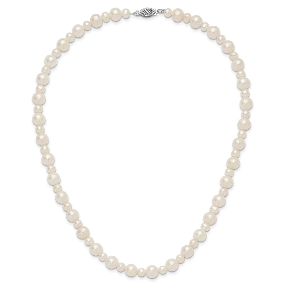 14k White Gold 5-8mm White Near-Round Freshwater Cultured Pearl 18 inch Necklace