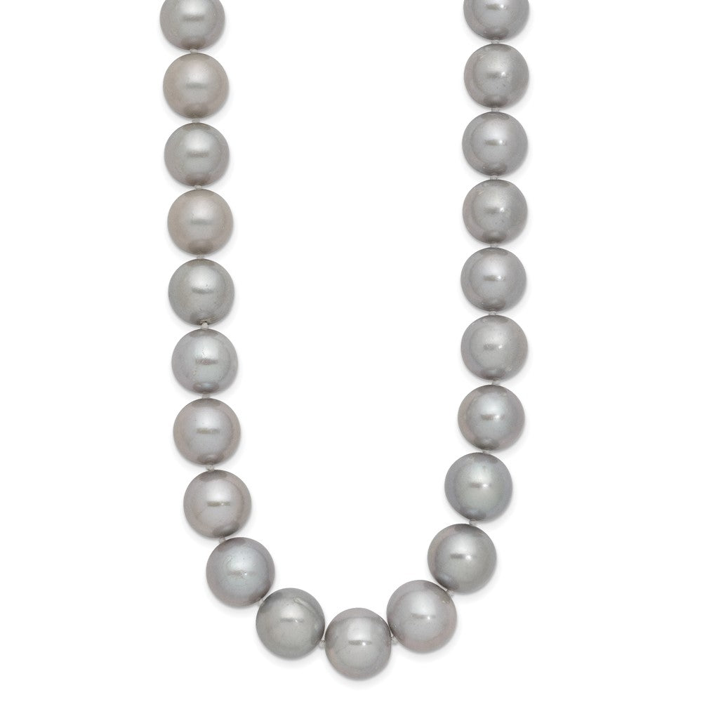 14k White Gold 11-12mm Grey Near-Round Freshwater Cultured Pearl 18 inch Necklace