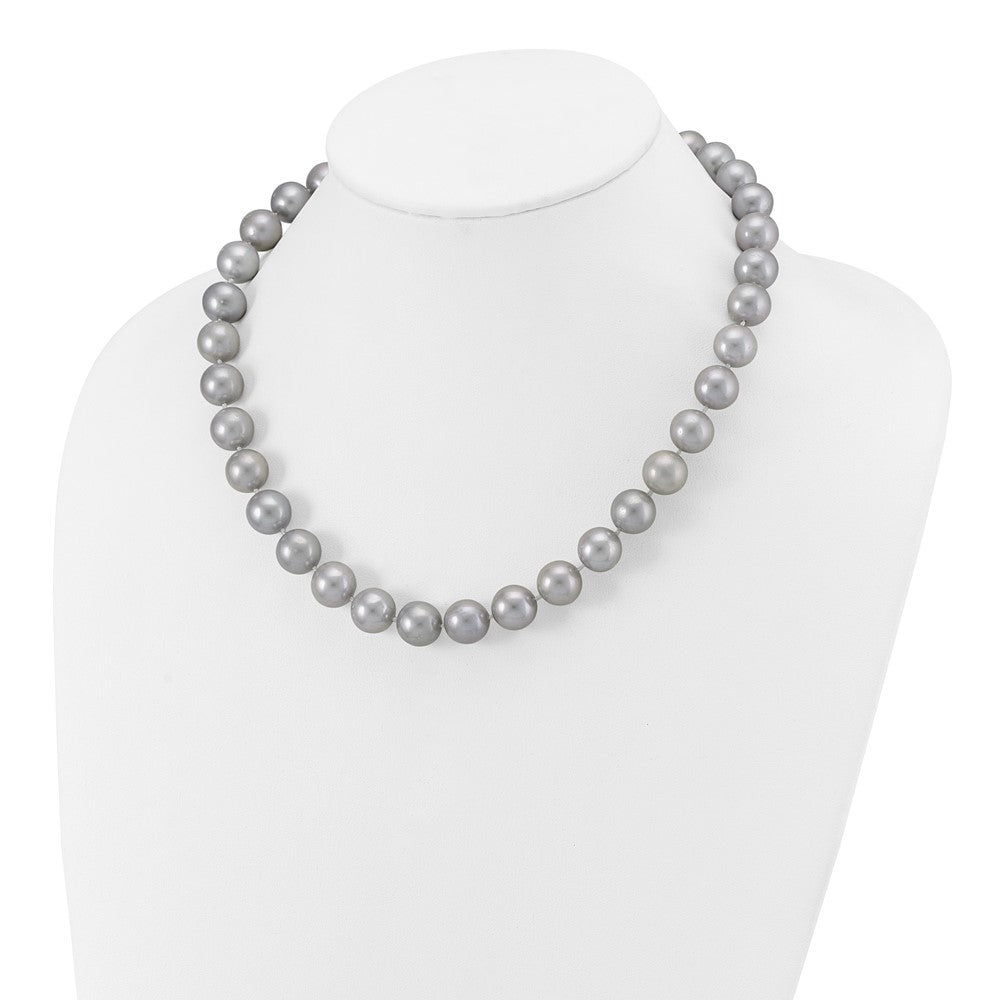 14k White Gold 11-12mm Grey Near-Round Freshwater Cultured Pearl 18 inch Necklace