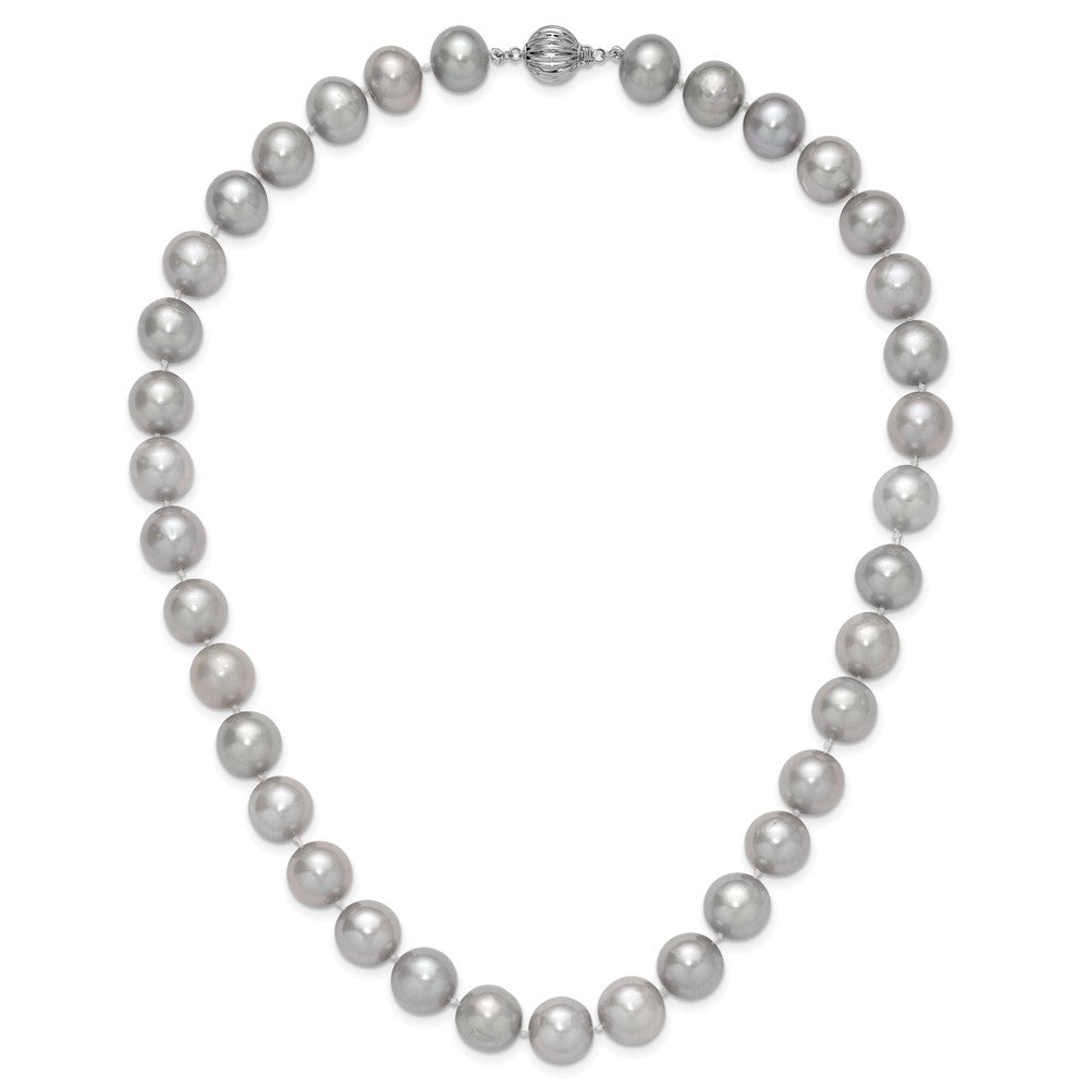 14k White Gold 11-12mm Grey Near-Round Freshwater Cultured Pearl 18 inch Necklace