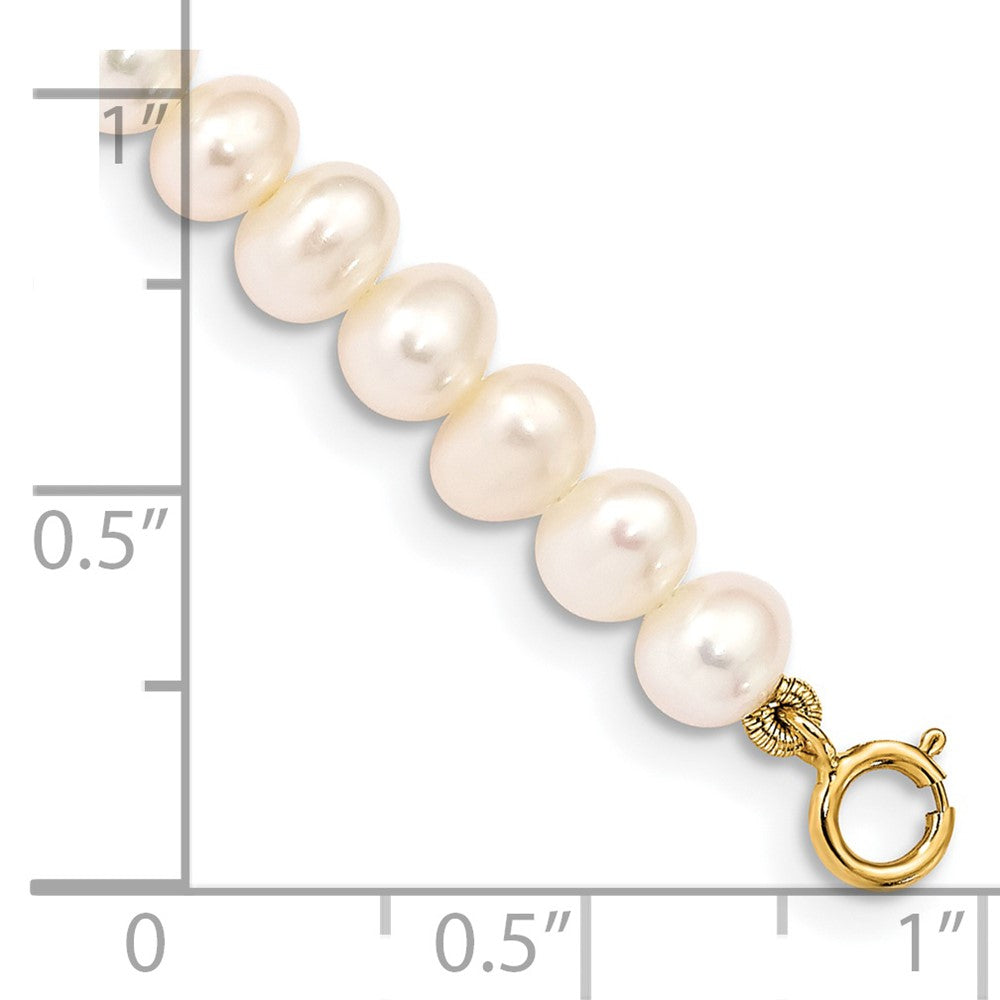 14k Madi K 4-5mm White Egg Shape Freshwater Cultured Pearl 5 inch Bracelet