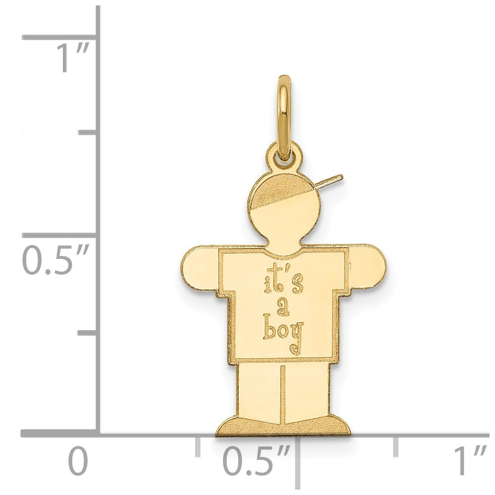 14k The Kids Small It's a Boy Engravable Hugs Charm