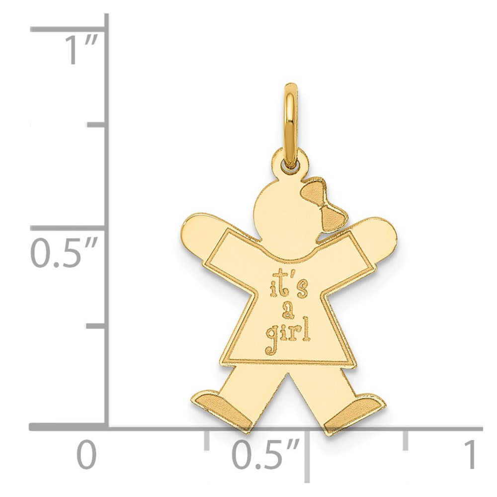14k The Kids Small It's a Girl Engravable Joy Charm