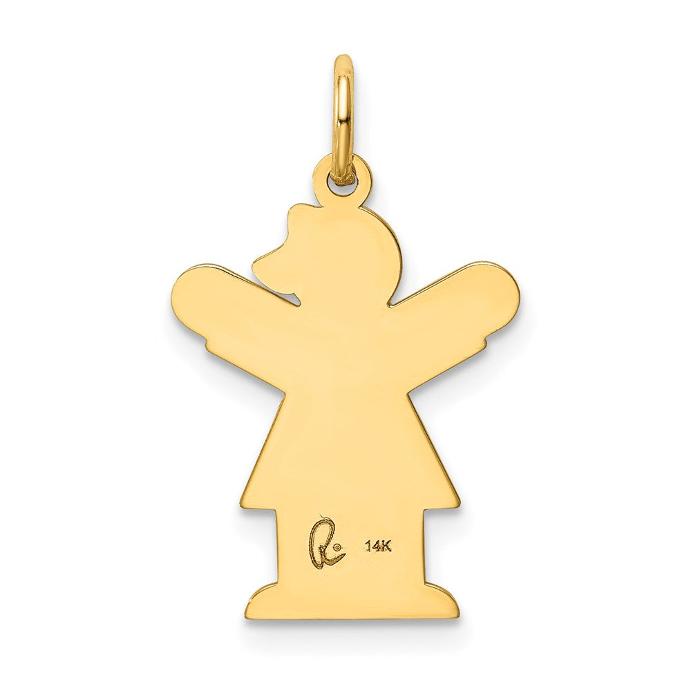 14k The Kids Small It's a Girl Engravable Love Charm