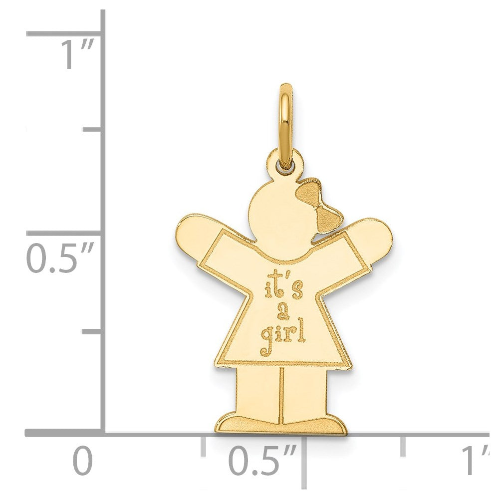 14k The Kids Small It's a Girl Engravable Love Charm
