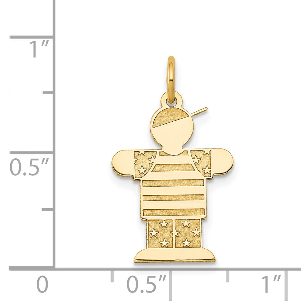 14k The Kids Small Stars and Stripes Boy Engravable Hugs Charm