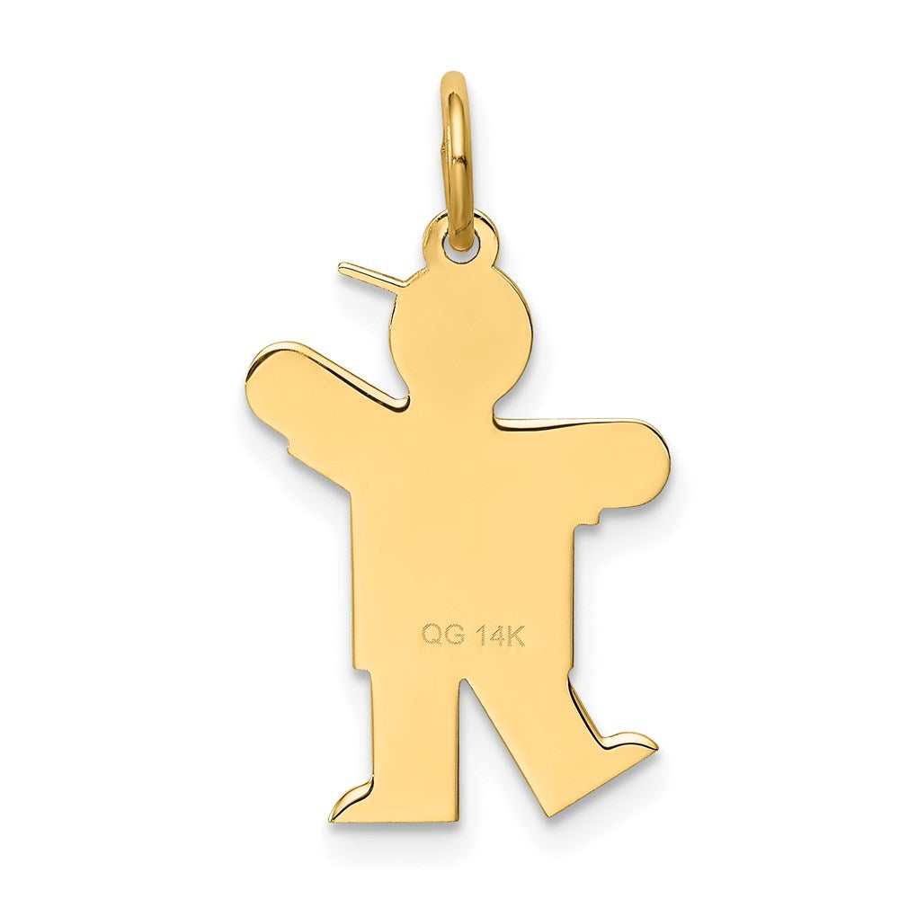 14k The Kids Small Heart Shirt Boy Engravable Kiss Charm