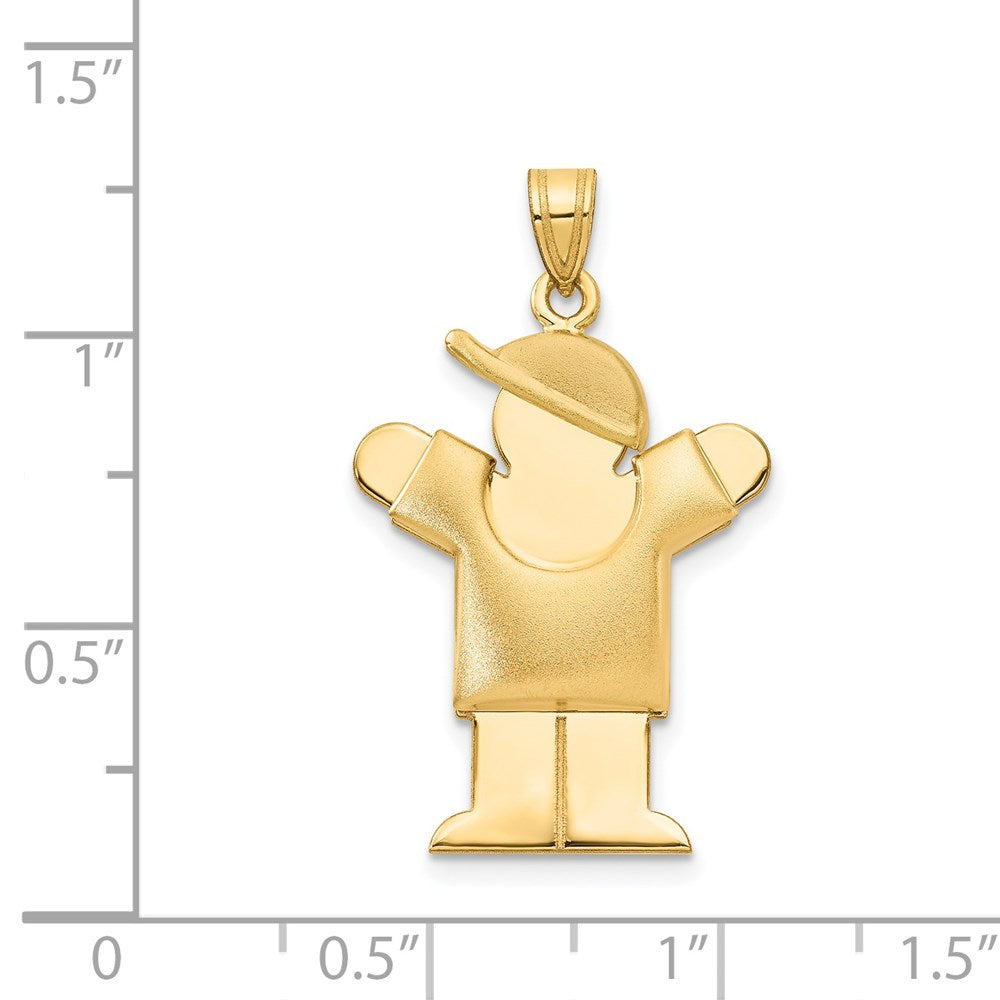 14k The Kids Puffed Boy with Hat on Right Engravable Love Charm