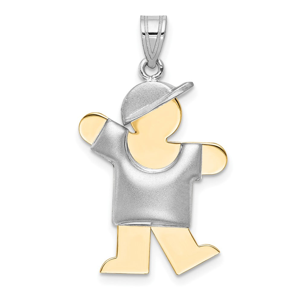 Solid;14K Two-tone;Engravable (back only);Polished & satin;Double layered