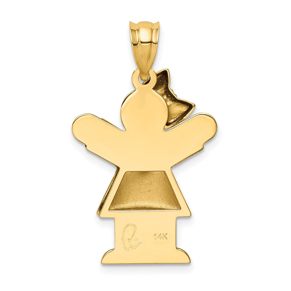 14k The Kids Puffed Girl with Bow on Left Engravable Love Charm