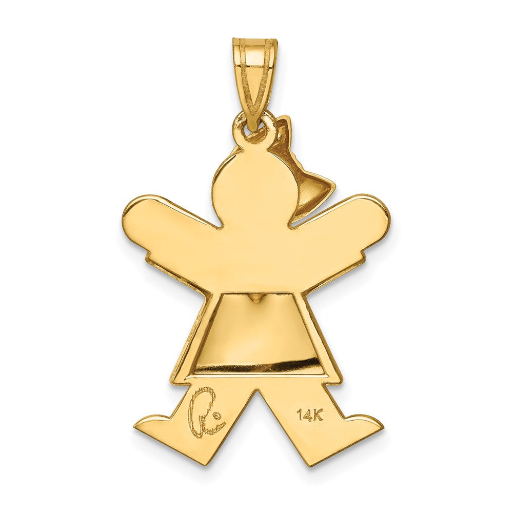 14k The Kids Puffed Girl with Bow on Left Engravable Joy Charm