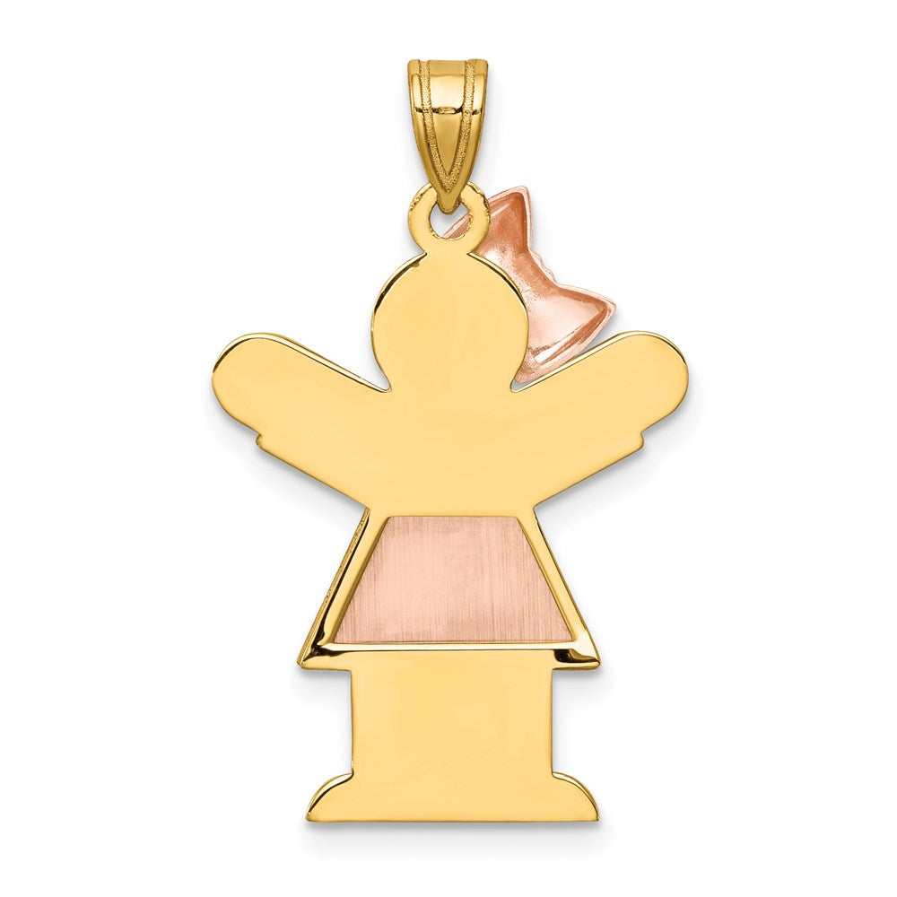 14k Two-tone The Kids Medium Girl with Bow on Left Engravable Love Charm
