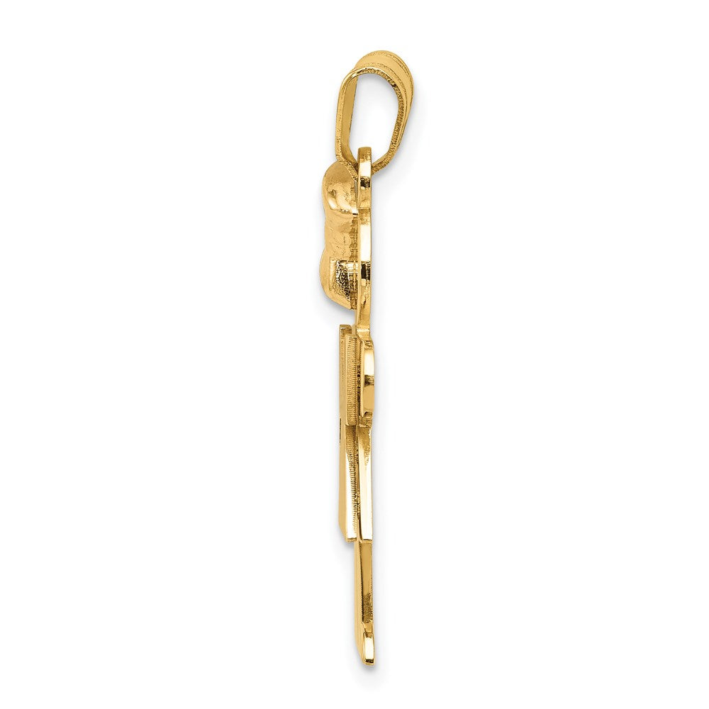 14k Two-tone The Kids Medium Girl with Bow on Left Engravable Hugs Charm