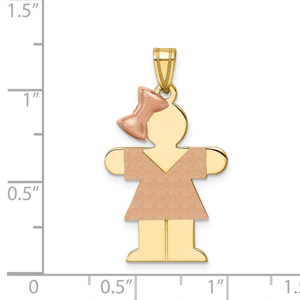 14k Two-tone The Kids Medium Girl with Bow on Left Engravable Hugs Charm