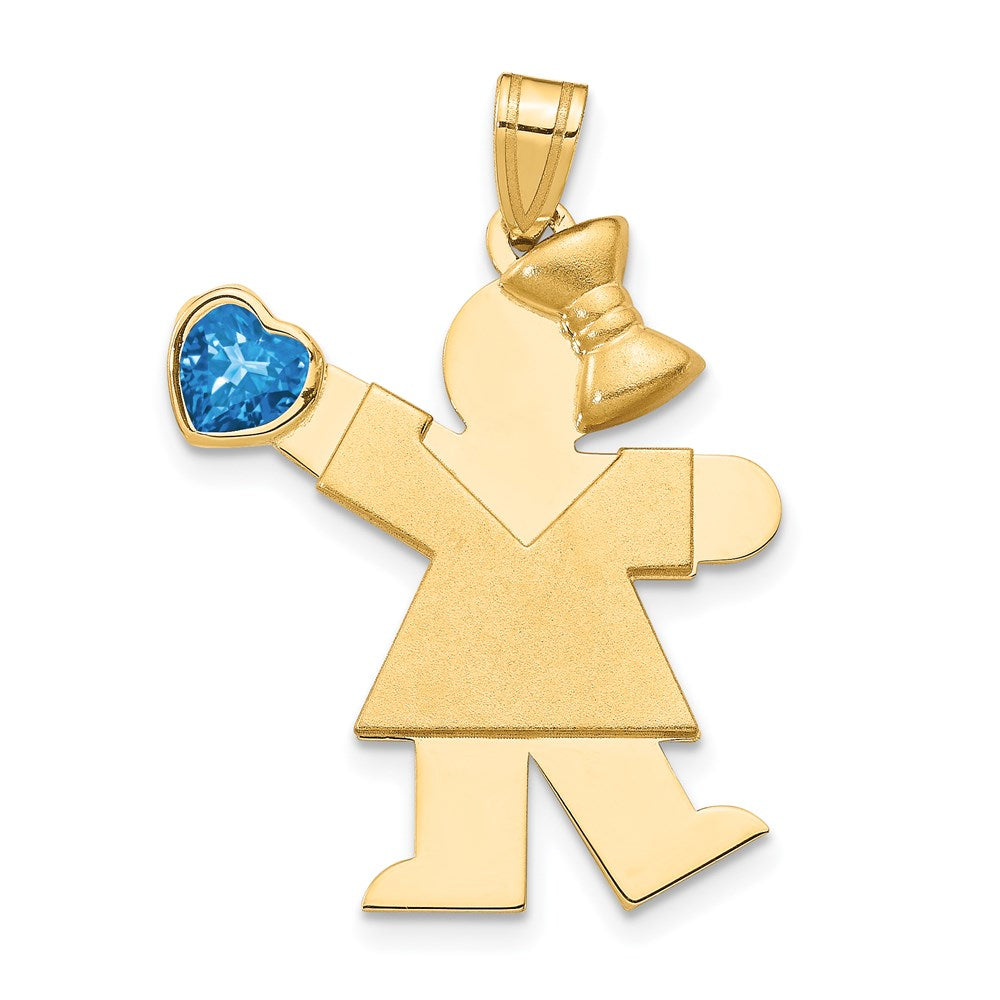 Solid;14k Yellow gold;Engravable;Synthetic;CZ;Polished & satin;Double layered