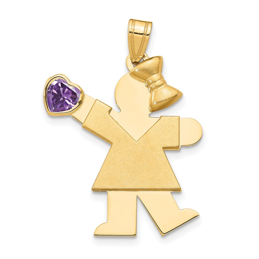 Solid;14k Yellow gold;Engravable;Synthetic;CZ;Polished & satin;Double layered