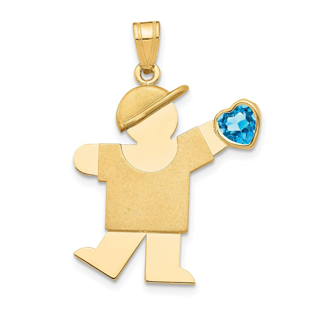 Solid;14k Yellow gold;Engravable;Synthetic;CZ;Polished & satin;Double layered