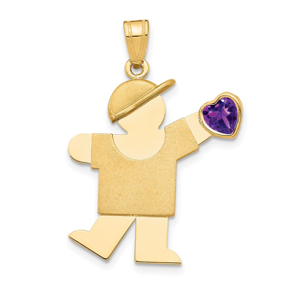 Solid;14k Yellow gold;Engravable;Synthetic;CZ;Polished & satin;Double layered