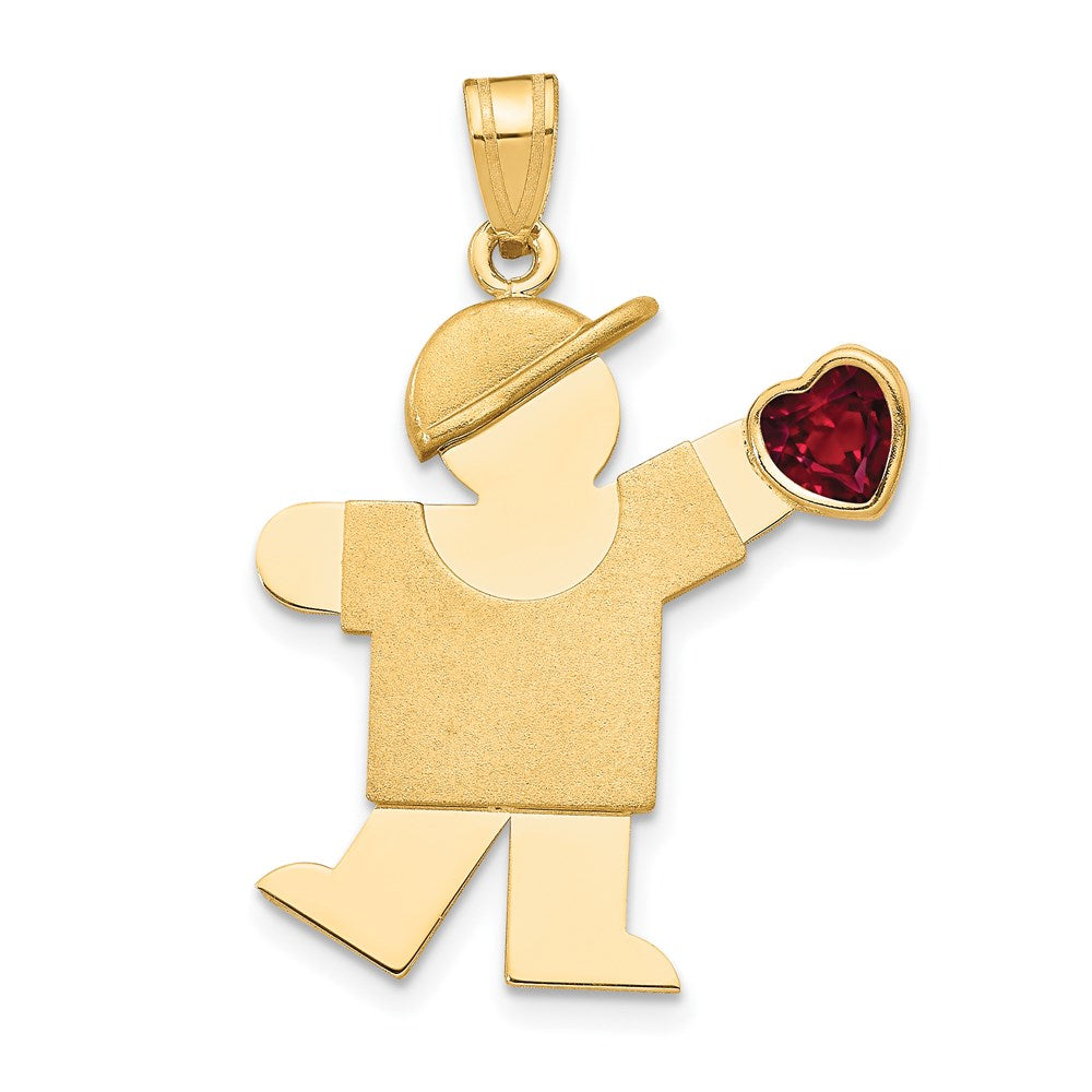 Solid;14k Yellow gold;Engravable;Synthetic;CZ;Polished & satin;Double layered