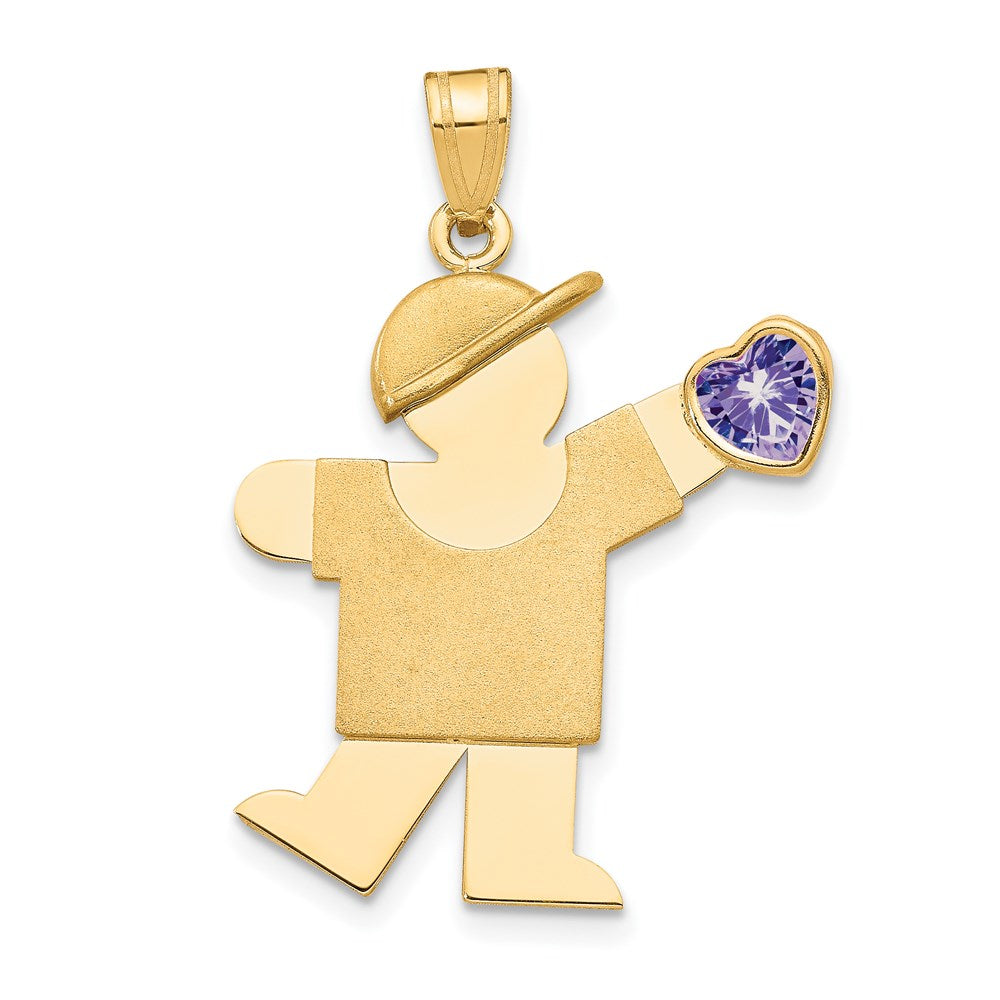 Solid;14k Yellow gold;Engravable;Synthetic;CZ;Polished & satin;Double layered