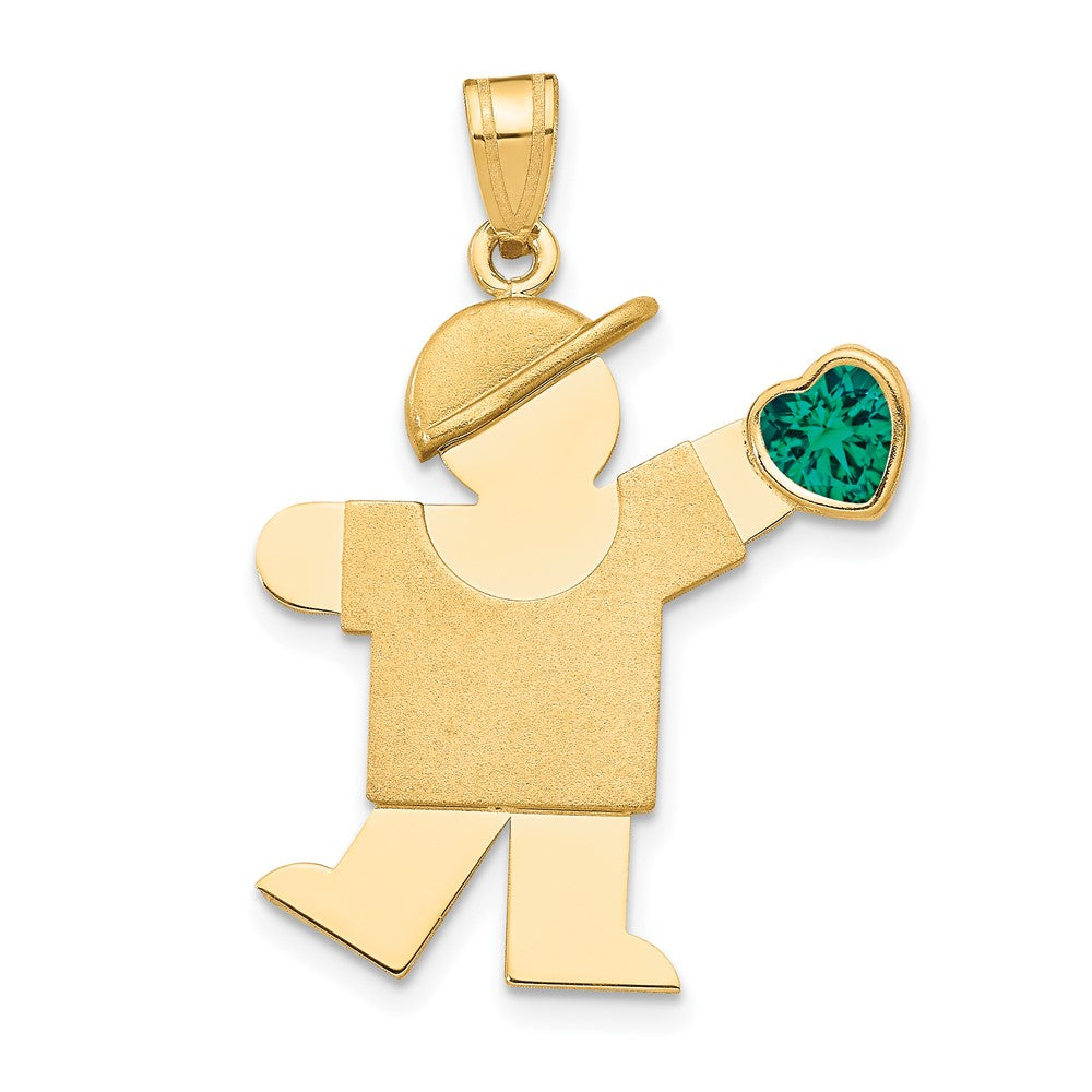 Solid;14k Yellow gold;Synthetic;CZ;Engravable (front only);Polished & satin;Double layered