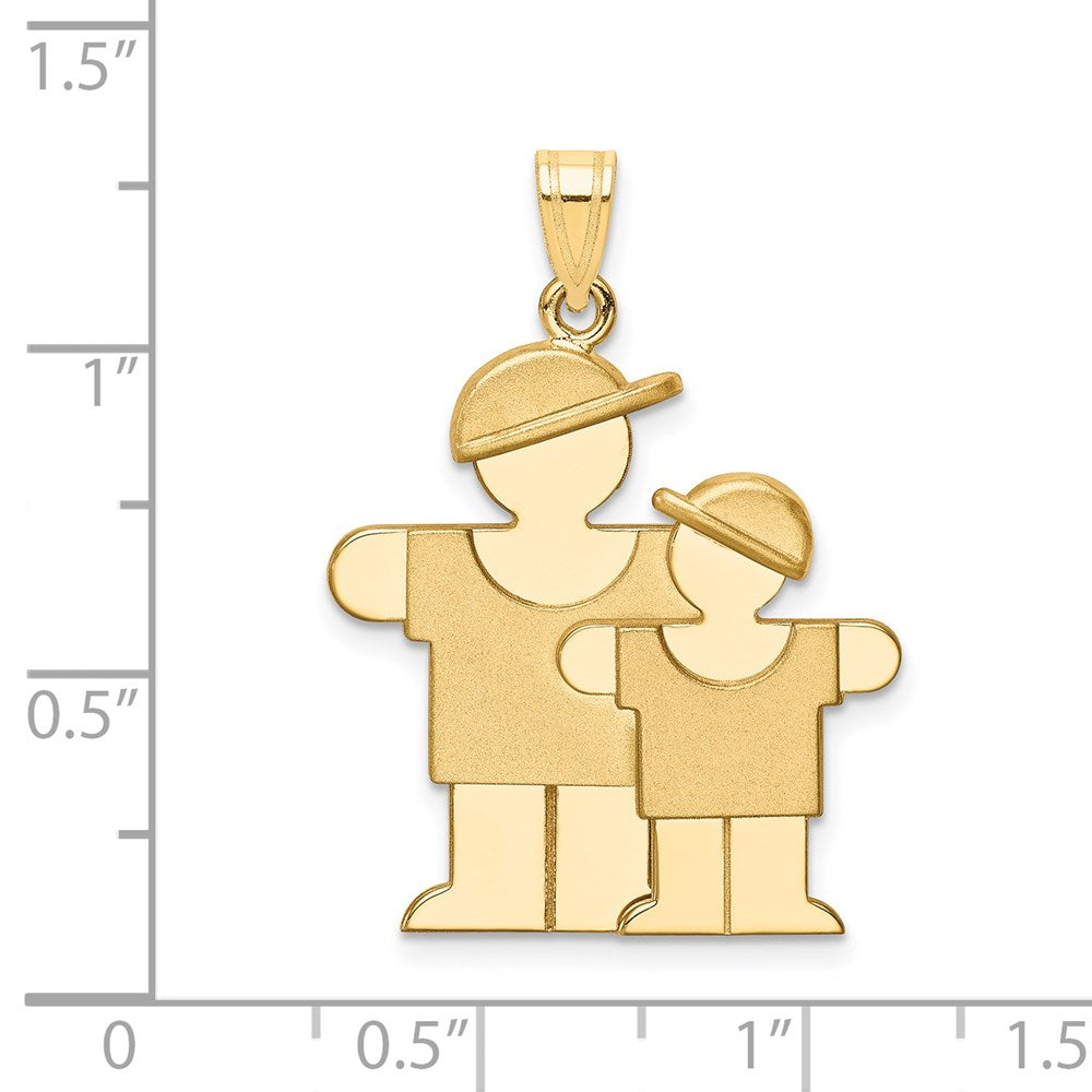 14k The Kids Big Boy and Little Boy Engravable Hugs Charm