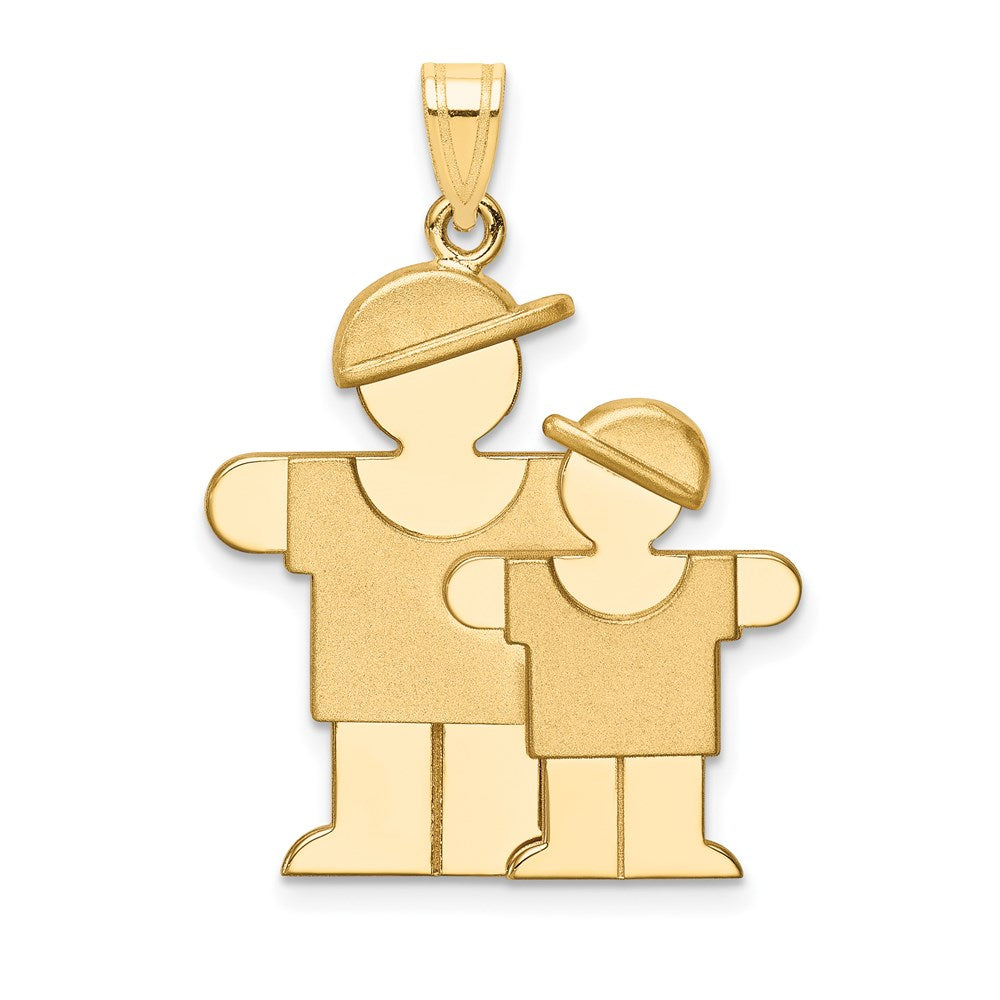 Solid;14k Yellow gold;Engravable;Polished & satin;Double layered