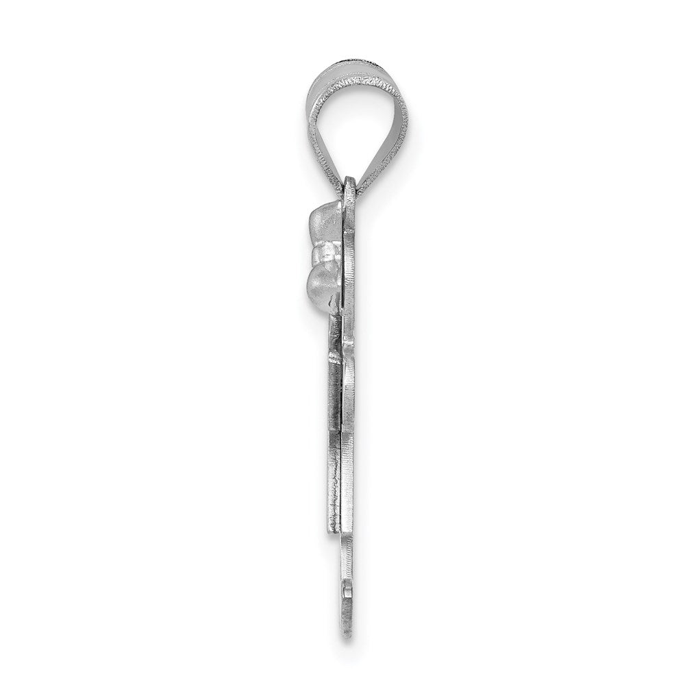 14k White Gold The Kids Small Girl with Bow on Right Engravable Kiss Charm