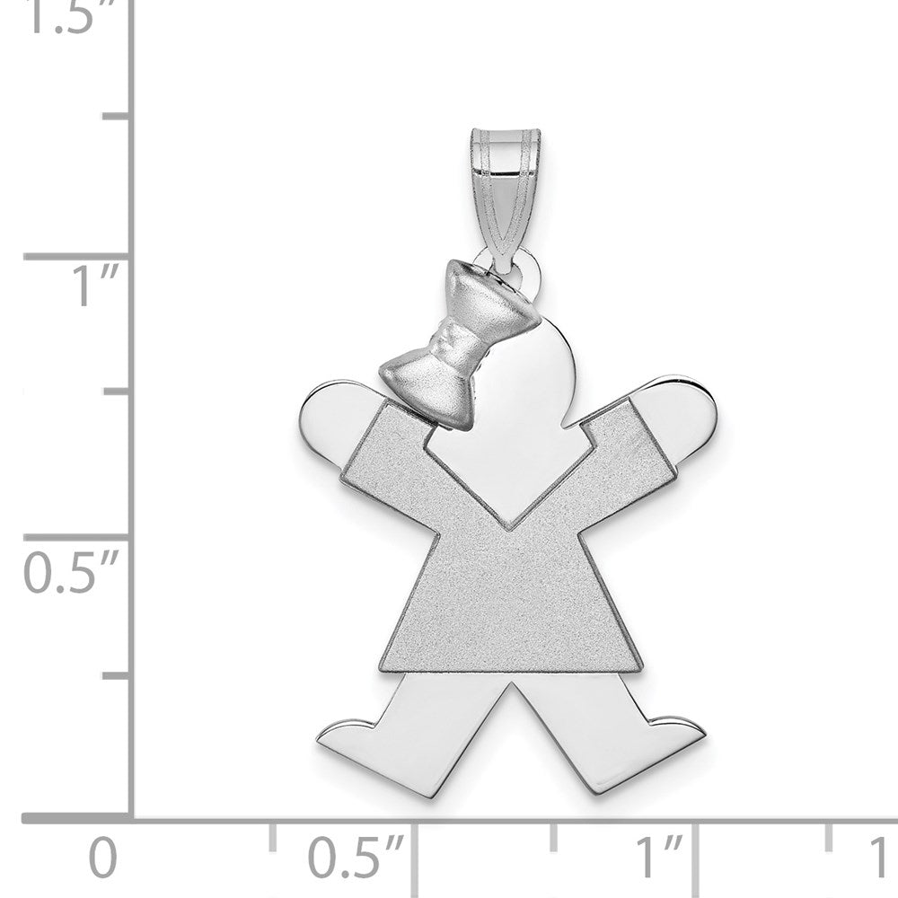 14k White Gold The Kids Medium Girl with Bow on Left Engravable Joy Charm