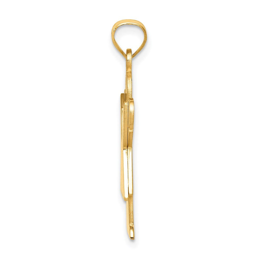 14k The Kids Solid Satin Medium Girl with Ruffles Engravable Love Charm