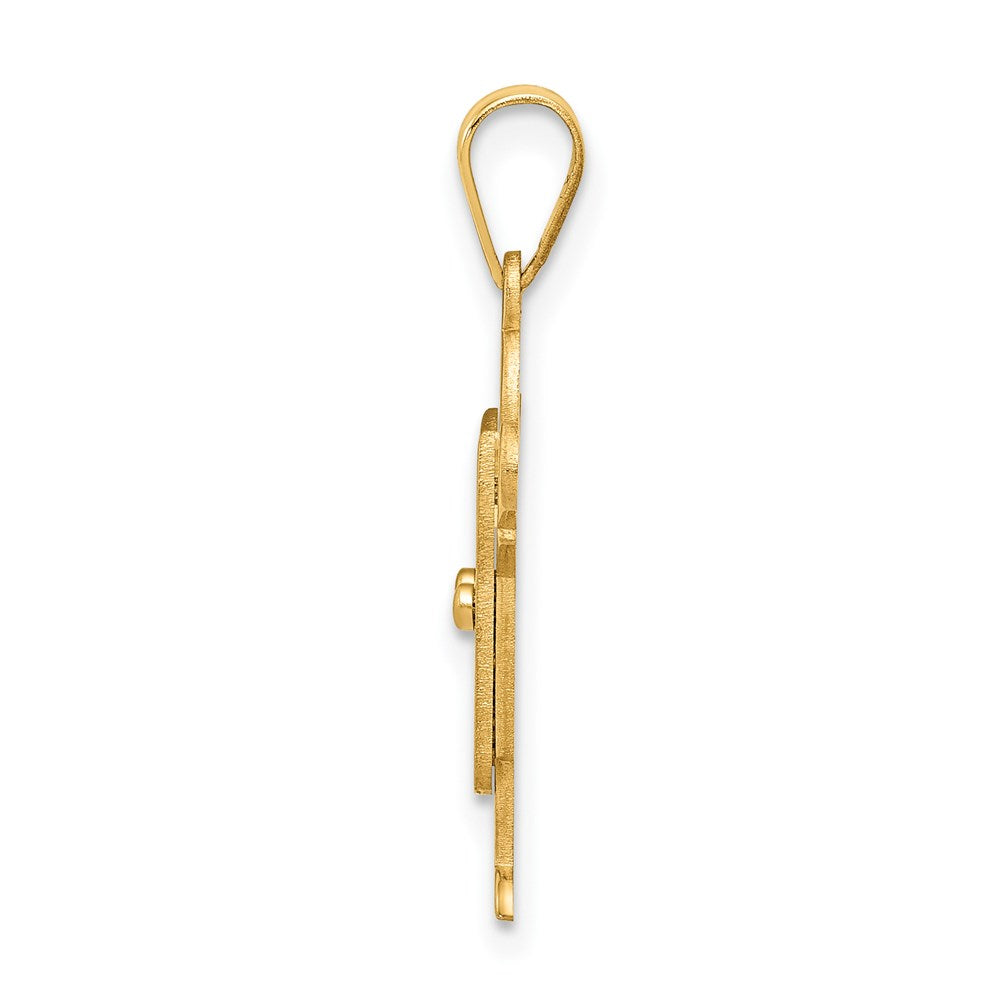 14k The Kids Solid Satin Medium Boy in Overalls Engravable Love Charm