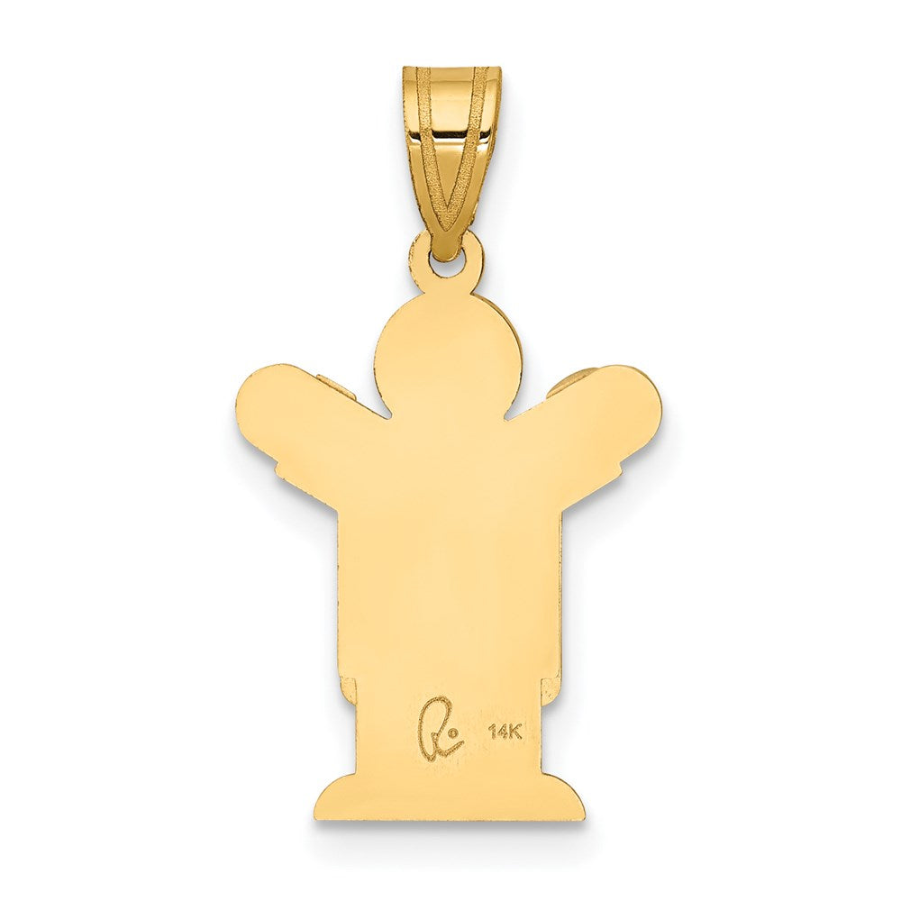 14k The Kids Solid Satin Medium Boy in Overalls Engravable Love Charm