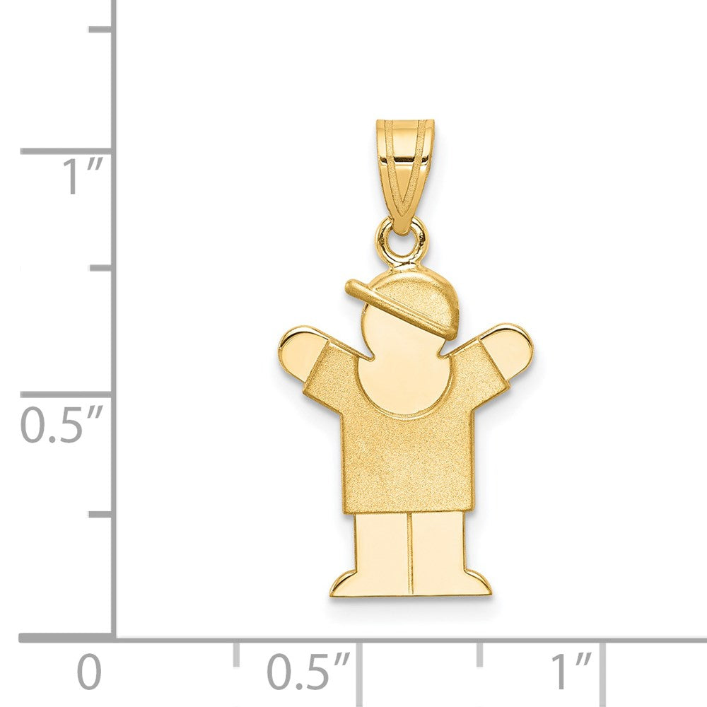 14k The Kids Solid Engravable Small Boy with Hat on Right Love Charm