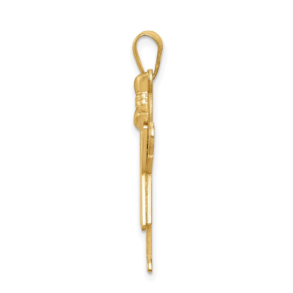 14k The Kids Solid Engravable Medium Girl with Ruffles and Bow on Right Love Charm