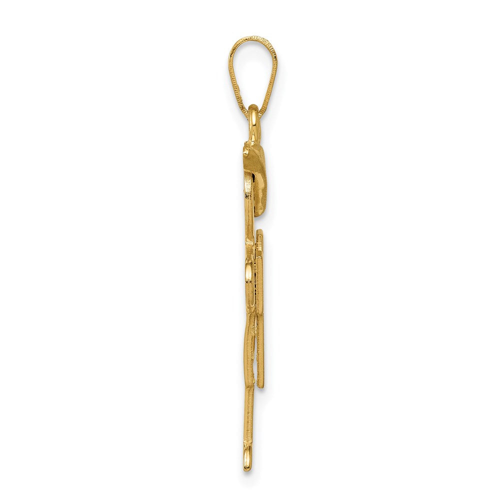 14k The Kids Solid Engravable Medium Boy with Hat on Right Hugs Charm