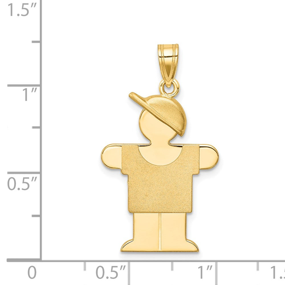 14k The Kids Solid Engravable Medium Boy with Hat on Right Hugs Charm
