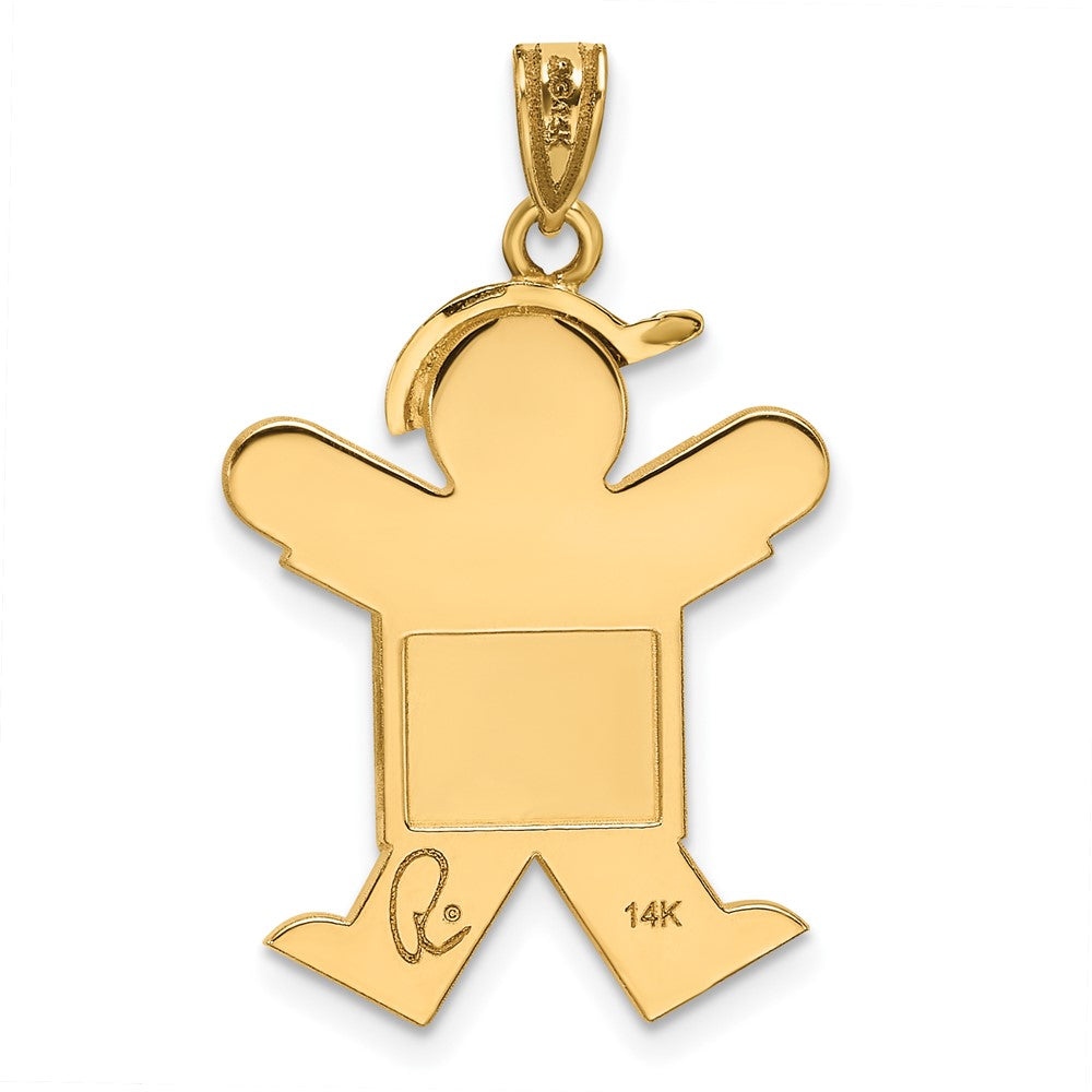 14k The Kids Solid Engravable Medium Boy with Hat on Right Joy Charm