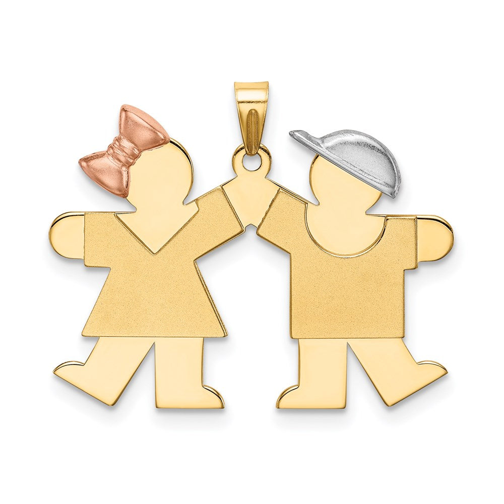 Solid;Casted;Polished;Satin;14K Tri-color;Engravable