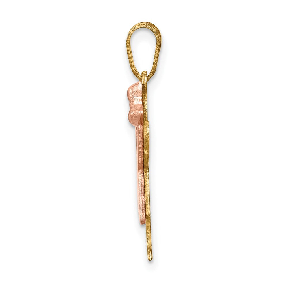 14k Two-tone The Kids Small Girl with  Ruffles and Bow on Right Engravable Love Charm